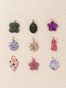 1pc New Vintage Mixed Style Pendant, Cartoon High-End Design, 14k Gold Plated Copper Material, Suitable For DIY Creative Necklace, Bracelet, Earring, Bag Chain, Keychain, Waterproof And Sweat-Resistant, Suitable For Daily Casual Wear - Multicolor - View 1