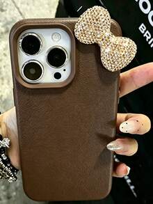 1pc Pink Personalized Full Coverage TPU Shockproof Phone Case Compatible With Apple 17 16 15 14 13 12 11 Pro Max - Brown - View 3