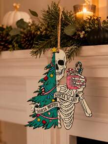 1pc Halloween Skull Hanging Ornament Gothic Style Christmas Pendant Decor Horror Skull Holiday Accessory Novel Holiday Decoration Home Decor Halloween Decoration Indoor Entryway Home Party Dark Season Atmosphere Hanging Ornament Car Hanging Decoration Gift - D - View 3