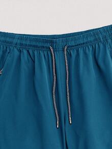 Whitmere Men Drawstring Waist Zipper Pocket Shorts - Blue - View 3