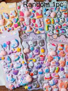 Cute Animal Butt Stickers, Stress Relief Puffy Squishy Sticker For DIY Scrapbook Guitar Phone Case Laptop Decal - Multicolor - View 10