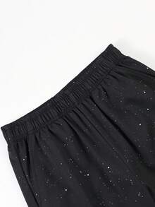Teen Boys Streetwear Galaxy Print Wide Leg Sweatpants Relaxed Fit - Black - View 10