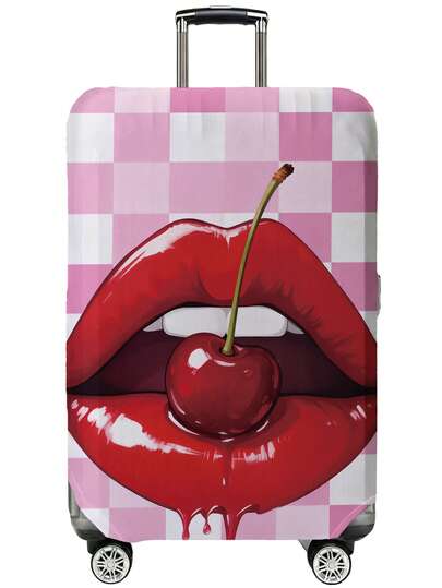 1pc Colorful Lip Pattern Luggage Cover, Fits 18-32 Inch Suitcases, Stretchable, Scratch-Resistant, Dust-Proof, Fashionable Luggage Decoration Accessory