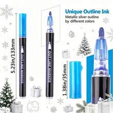 24 Colors Double Line Outline Metallic Glitter Markers Set, Built-In Outline Effect, Suitable For Journaling, Painting, Scrapbooking, Calligraphy, Card Making, Christmas Cards And Back To School Art Supplies - Double-line Colored Journaling Pen - View 9