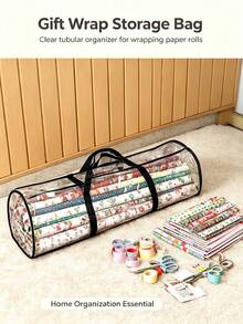 PVC Gift Wrapping Paper Storage Bag, Large Capacity And Space-Saving, With Top And Side Handles, Suitable For Storing Christmas, Birthday, Wedding And Holiday Party Gift Wrapping Paper, Designed For Craft Enthusiasts And Gift Wrapping Experts - Multicolor - View 5