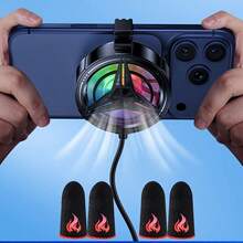 Smartphone Cooling Fan, USB Powered, Operates Quietly, Designed For Mobile Gaming ,As A Radiator For Phones,Finger Covers For Game Playing. - Black - View 4