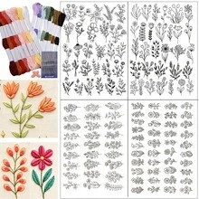 Stick & Stitch Water-Soluble Wash-Away Embroidery Transfer Paper, Pre-Printed Delicate Mixed Wildflower Leaf Plant Fine Line Art Pattern, Suitable For Hand Sewing - A079 - View 12