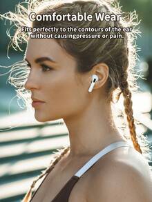Earbud Bluetooth Nirkabel Sejati - Kompatibel dengan Apple dan Android, Mikrofon Terintegrasi, Tahan Keringat, Daya Tahan Baterai Hingga 24 Jam - Putih, Earphone > Nirkabel, Airbud, Earphone, Earphone - Putih - View 5