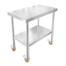 SAILUN Stainless Steel Table Kitchen Workbench Food Prep Worktable | Catering Work Table Double-Layer Height Adjustable With 4 Castor Wheels For Restaurant Hotel Home, Up To 300kg - 46x76cm - View 9