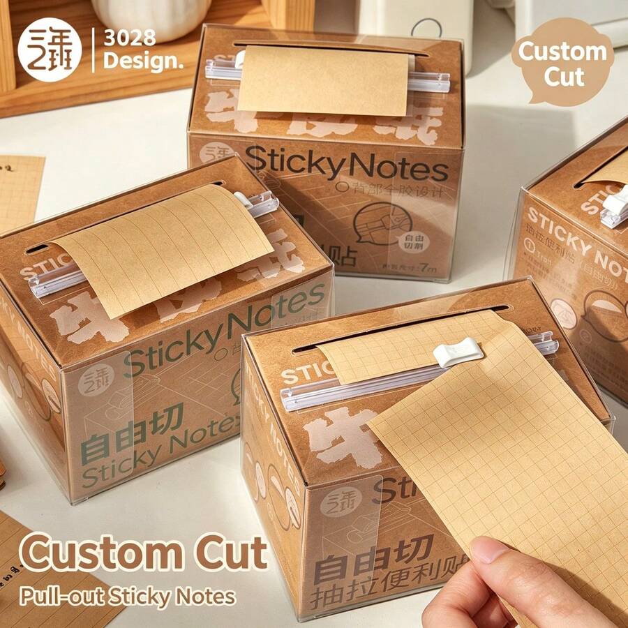 Free-Cut Pull-Out Sticky Notes, Kraft Paper Material Customizable Cut Label Notebook, Creative Convenient Cuttable Self-Adhesive Sticky Notes, 1 Roll Memo Paper Length 700CM, Office Label Paper Customizable Stick, Convenient Note Extension Sticker, Customizable Daily Diary Memo Paper