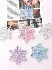 10pcs 30mm Acrylic Transparent Iridescent Snowflake Beads Spacer Pendants DIY Accessories For Car Hanging, Phone Chain, Keychain, Bag Charm - Hanging Snowflake - View 4