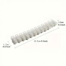 1pc 10A 12-Position Terminal Block, Wiring Post, Terminal Strip - White - View 3