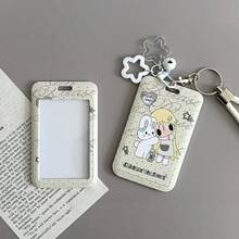 Sweet Character Card Holder, Decorative Star Bell Keychain Wristband ID Badge Holder, Portable Card Protector, Suitable For Daily Collection Cards, Access Cards, Transaction Cards, Fan Merchandise - A - View 3