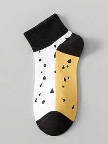 1/5 pares de calcetines para hombres y adolescentes, multicolor aleatorio, para todas las estaciones, con patrón de rana de garabato de línea digital, moda personalizada versátil, suaves, cómodos y transpirables, calcetines cortos casuales para deportes y streetwear - Multicolor - Ver 10