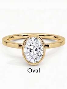 MOUSHEENIA Classic 1ct/2ct/3ct Multi-Shape Moissanite Bezel-Set Engagement Ring 925 Sterling Silver 18K Gold Plated Single Stone Women's Delicate Wedding Band - Yellow Gold - View 19