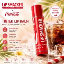 LIP SMACKER Coca-Cola X CoCa Cola 品牌女款女孩彩妝臉部彩繪化妝品，適合秋冬春季，Y2K 時尚風格，生日情人節禮物，電子音樂派對妝容，顯色度最佳唇彩 - 可樂味 - 查看 5