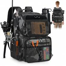 NEWHEY 45L Fishing Backpack With Rod Holder And Waterproof Rain Cover, 900D High-Strength Adjustable Compartment Fishing Gear Storage Bag - Men's/Dad's Gift - Multicolor - View 5