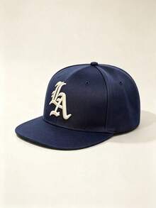 1pc Unisex Flat Brim Baseball Cap, LA Letter Gothic Embroidery, Hard Top Hip-Hop Style, Adjustable Strap, Suitable For Casual, Street, Party, Travel Daily Wear - Multicolor - View 4