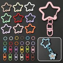 65pcs DIY Keychain Making Kit, Random Mixed Colors, Includes 50pcs Open Jump Rings, 10pcs Swivel Lobster Clasps, 5pcs Star-Shaped Spring Clasps, Suitable For DIY Doll Keychain, Bag Charm, Car Key Chain, Portable Hook Accessories, Keychain Making Materials, DIY Keychain Accessories - Accessory Set - View 8