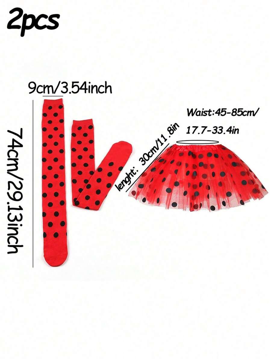 Cosplay Accessory Set, Ladybug Socks + Ladybug Combination, Cosplay Props, Halloween - Multicolor - View 1