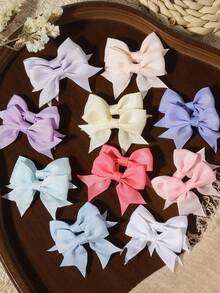 20pcs Rainbow Multicolor Ribbed Bow Hair Clips Set, Daily Hair Styling Versatile All-Match Hair Clips, Fashion Accessories - Mixed color - View 9