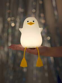 1pc Silicone Rechargeable Touch Dimmable Timer Duck Phone Holder Night Light, Bedroom Bedside Desk Living Room Home Decor Aesthetic Desktop Decoration Gift - One Size - View 5