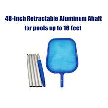 Portable Pool Cleaning Kit With Vacuum, Leaf Rake Net With Aluminum Frame For Above-Ground Pool, Spa, Hot Tub, Pond - BLUE - View 2