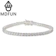 MDFUN 女款 18K 銀鍍 3mm 圓形立方鋯石網球手鍊，適合派對、婚禮與日常場合 - 銀色 - 查看 2