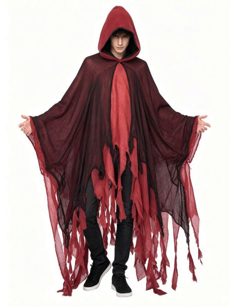 Halloween Grim Reaper Hooded Cloak Costume, Haunted House Outfit, Scary Skull Mask, Grim Reaper Robe - Multicolor - View 1