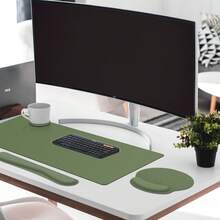 Keyboard And Mouse Pad Set, 4-In-1 Desk Mat Combo, Olive Green | Large Mouse Pad + Keyboard Wrist Rest + Mouse Wrist Rest + Coaster - Ergonomic Set Designed For Home Office Computer Use. - Mouse Pad - View 4