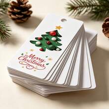 50/100pcs Christmas Tree & Star Pattern Cards Tags, Christmas Decoration Cards, Suitable For Christmas Decoration Celebration - Multicolor - View 1