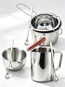 Panci Pelebur Lilin Stainless Steel, 3 Jenis Panci Pelebur untuk Pembuatan Lilin - Dengan Sendok, Pegangan Tahan Panas, Tahan Suhu Tinggi, Cocok untuk Membuat dan Mengisi Lilin yang Mengandung Lilin Kedelai, Lilin Lebah, dll. - Pot 600ml - View 1