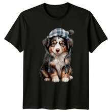 Unisex Graphic T-Shirt Made Of Pure Cotton, Featuring A Chihuahua Puppy Design, Winter Animals, Dogs, For Men And Women, Large Size, Suitable For Larg - Navy Blue - View 3