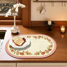 Kitchen Draining Mat, Home Dining Table Mat, Absorbent Mat, Countertop Tableware Mat, Bowl & Plate Drying Mat, Coffee Mat, 3.6mm Thickness - Pink Woven - View 3