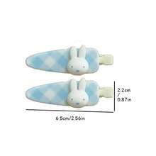 可愛 MIFFY 咖啡色調水滴造型 BB 髮夾，2 款設計：純棕色與格紋 3D Miffy，牢固金屬夾，適合日常校園秋季穿搭 - 彩色 - 查看 14
