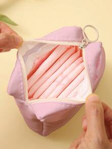 1pc Bowknot & Animal Pattern Sanitary Napkin Storage Bag, Coin Purse, Makeup Bag, Card Holder, Earphone Pouch, Can Hold Coins, Cards, Accessories, Keys, Multi-Functional Storage Bag - Multicolor - View 3