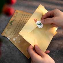 Vintage Christmas Stationery Set, Kraft Paper Writing Paper With Envelopes And Stickers, Santa Claus Christmas Tree Holiday Greeting Card Supplies - Christmas Envelope Set - View 5