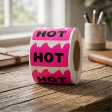 ADS  500pcs Rave Hot Stickers 2 X 1-1/5 Inch Fluorescent Hot Flame Fire Shape Labels Marking Popular Items For Restauresent Supermarkets Stores Shops - 顏色B - 查看 8