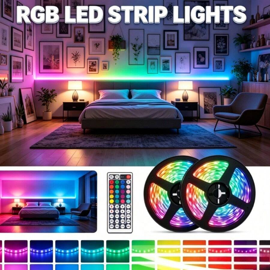 Lampu Strip LED USB 5V dengan Kontrol Jarak Jauh 44 Tombol (Baterai Tidak Termasuk) Lampu Strip LED Warna-warni Kontrol Inframerah 44 Tombol Cahaya Sekitar, 1/2/3/5/10/15/20/30/40cm - RGB - View 1