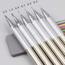 0.3 0.5 0.7 0.9 1.3 2.0mm 機械鉛筆套組，附鉛芯全金屬自動鉛筆，藝術繪圖辦公文具，黑色鉛芯組，返校季 - 金屬鉛筆 - 查看 9