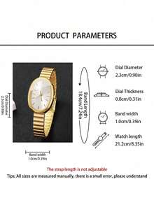 1pc Women's Gold Tone Oval Dial Bamboo Link Steel Band Watch - Luxury Minimalist Style - Birthday, Graduation Or Best Friend Gift - one-size - View 4