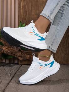 Women's New Running Shoes Training Gym Workout Sneakers Mesh Lightweight Soft Sole Popcorn Casual Shoes - White Orange - View 4
