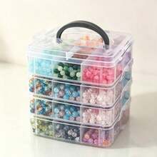 1/3/4/5pcs Portable Compartment Jewelry Storage Box, Multi‑Grid Hand‑Held Travel Organizer, Dust‑Proof Stackable Clear Plastic Container For Earrings Rings Beads Building Blocks Small Sundries, Home & Travel Use - Clear - View 8
