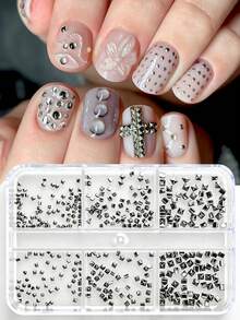 1box Silver Alloy Square Rivet Y2K Nail Charms Gun Black Golden Punk Spike Studs Nail Nail Parts Square Cone Rivets 3D Decoration - Multicolor - View 7