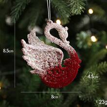 1 buah/Hiasan Gantung Natal Gradien Merah & Putih, Bintang Berujung Lima & Angsa, Aksesori Dekorasi Pohon Natal - Merah - View 3