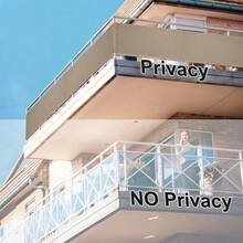 1pc Solid Brown Balcony Railing Windproof Fabric, Minimalist Outdoor Style 100% Polyester Rectangular Perforated Privacy Screen, Balcony Yard Protection Decoration - Khaki - View 11