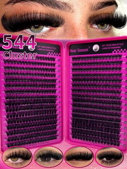 544/640 Pcs 10D-100D D Curl Cluster Eyelashes, Fluffy Natural Thick DIY Eyelash Book, Soft Long-Lasting, Fox Eye/Cat Eye Style, Suitable For Beginners And Professionals, Portable Travel Pack, For Daily Work, Weddings, Parties, And Stage Makeup