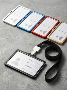2/6 Sets Multicolor Aluminum Alloy ID Card Holders With Lanyards, Double-Sided Transparent Window Badge Holders, Suitable For Office Staff, Teachers, Nurses, Exhibitions, Back To School, Campus, Events, Detachable Lanyards - Multiple Specifications - View 4