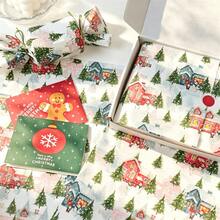 10/30/60 Sheets Colorful Christmas Tree Pattern Wrapping Paper, Can Be Used With Stickers, 50*35cm Gift Wrapping Paper, Suitable For Wedding, Christmas Gift, Birthday Gift Wrapping, Bouquet Filler, Party Gift - Snowy Pine Tree - View 4