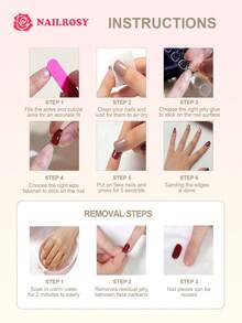 Autumn Vibe 10pcs Handmade Press-On Nails, Black Gradient Medium-Long Pointed Nails With 3D Flower Design, Daily Wear Women's Fake Nails, Adhesive Vacation Manicure Nailrosy - Multicolor - View 5